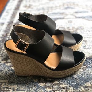 JCrew Factory Espadrille Wedges • Black, EUC